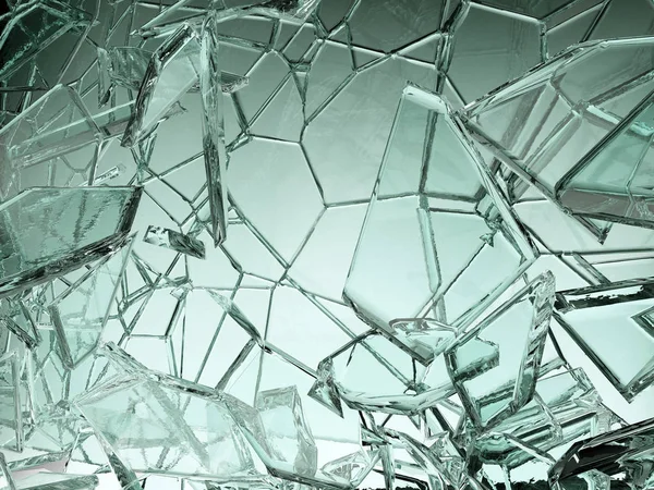 Stukken van transparant glas gebroken of gebarsten — Stockfoto