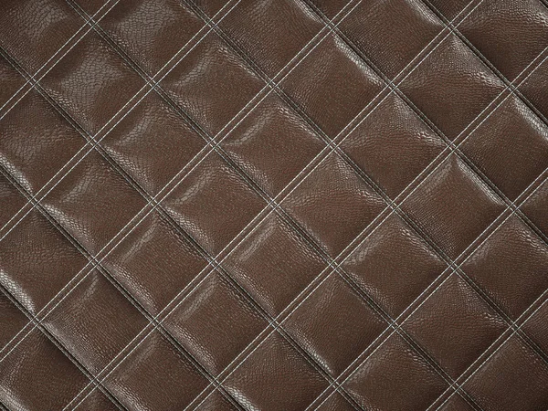 Cobra ou crocodilo marrom Couro Textura costurada quadrada — Fotografia de Stock