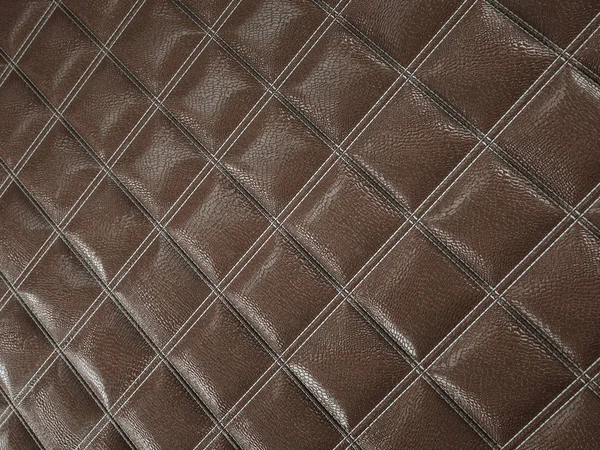 Couro marrom crocodilo ou jacaré Textura quadrada costurada — Fotografia de Stock