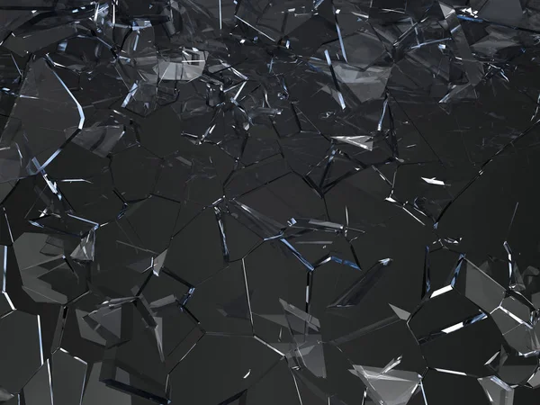 Pieces of glass broken or cracked on black — Stock Photo, Image