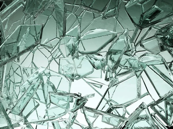 Stukken van transparant glas gebroken of gebarsten — Stockfoto