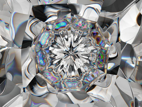 Abstracte diamant structuur extreme close-up en Caleidoscoop — Stockfoto