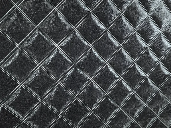 Jacaré ou crocodilo de couro preto Textura quadrada costurada — Fotografia de Stock