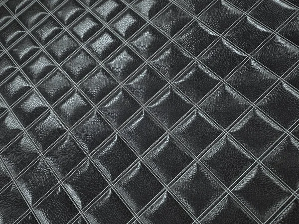 Jacaré ou cobra de couro preto Textura quadrada costurada — Fotografia de Stock