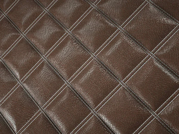 Aligator lub krokodyl brązowy skórzane kwadrat szyte tekstury — Zdjęcie stockowe