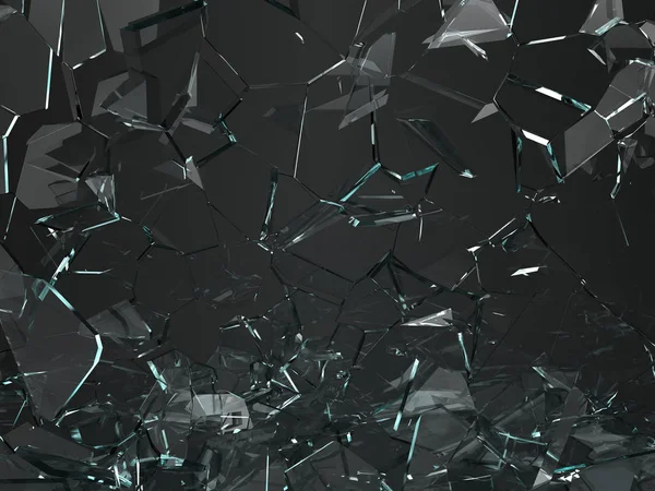 Pieces of glass broken or cracked on black — Stock Photo, Image