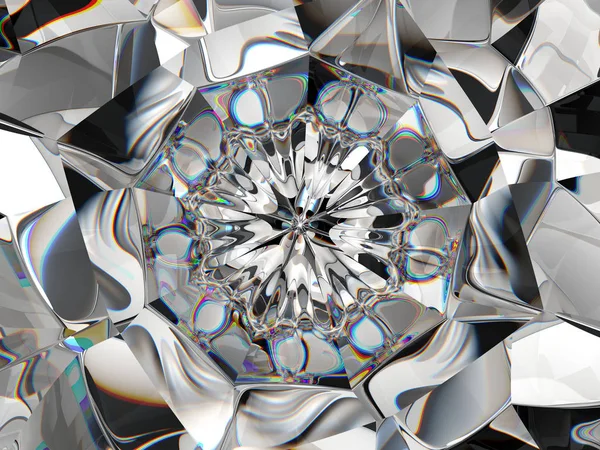 Nahaufnahme und Kaleidoskop von abstrakten Edelsteinen oder Diamanten — Stockfoto