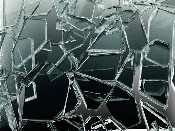 Kırık veya çatlak şeffaf cam parçaları — Stok fotoğraf