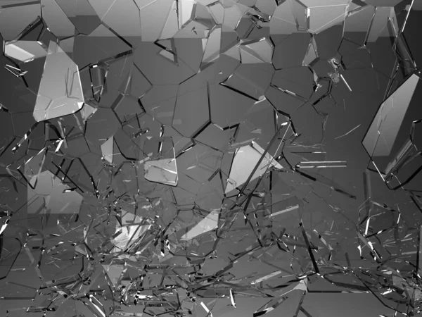 Trozos de vidrio rotos o agrietados sobre negro — Foto de Stock