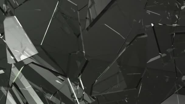 Rachadura Vidro Estilhaços Com Câmera Lenta Alpha Renderização Animação — Vídeo de Stock