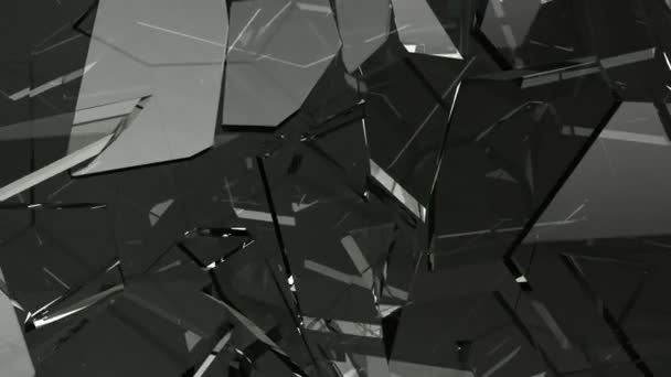 Glas Zerbricht Und Zersplittert Zeitlupe Alpha Renderer Animation — Stockvideo