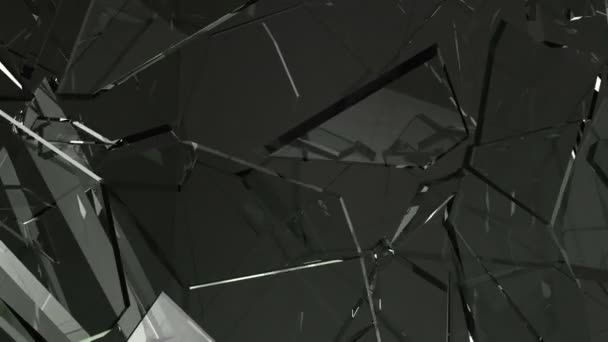 Glass Crack Shatter Slow Motion Alpha Render Animation — Stock Video