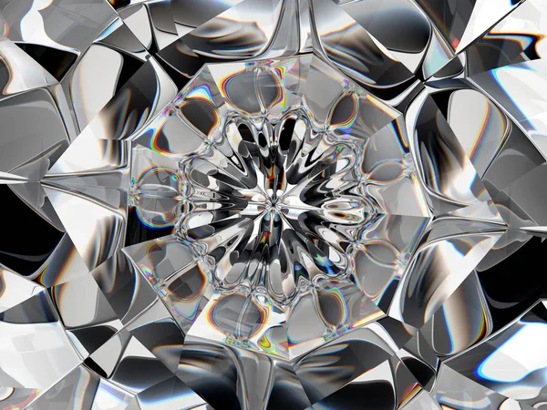 Diamond abstraktní struktury extrémní closeup a kaleidoskop — Stock fotografie