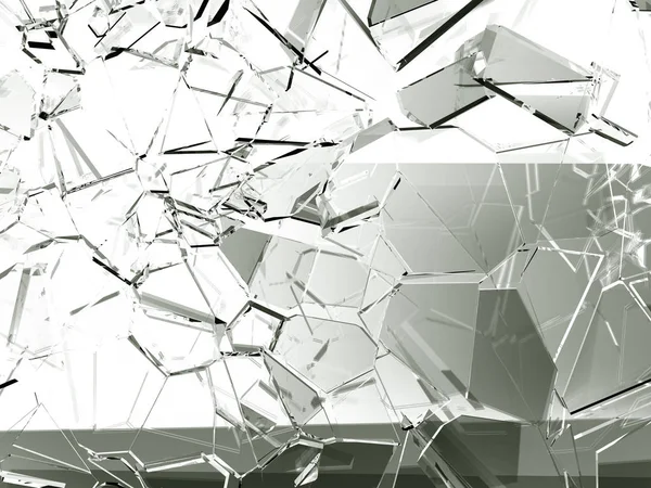 Pieces of glass broken or cracked on white — Stock Photo, Image