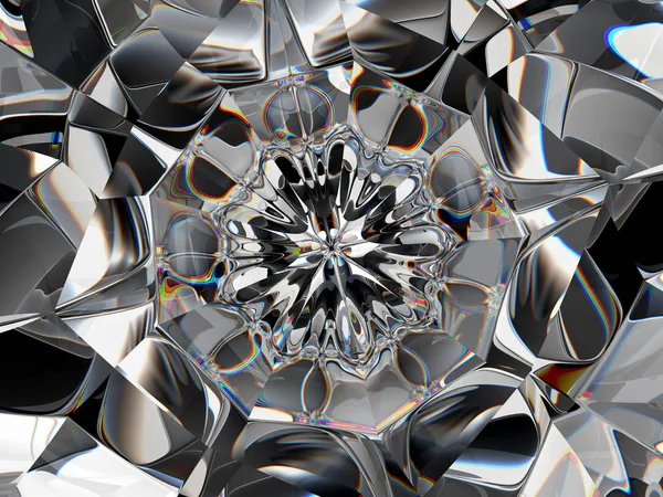 Abstrakte Diamantstruktur extreme Nahaufnahme und Kaleidoskop — Stockfoto