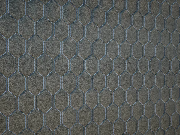 Leather stitched with blue hexagon or honecomb grey texture — Stock Photo, Image