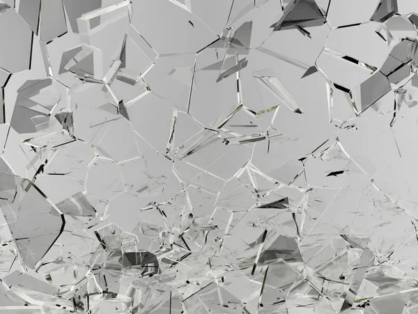 Trozos de vidrio rotos o agrietados en blanco — Foto de Stock