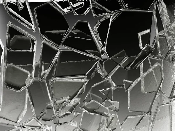 Pieces of transparent glass broken or cracked