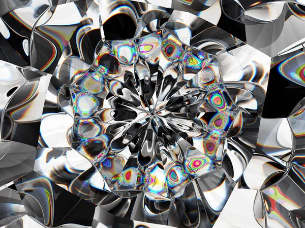 Diamond abstraktní struktury extrémní closeup a kaleidoskop — Stock fotografie