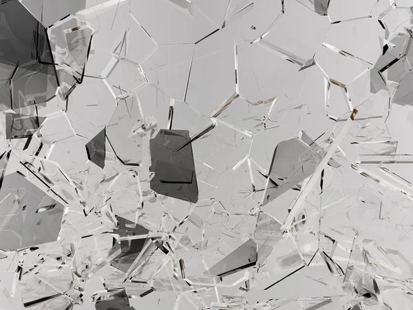 Pieces of glass broken or cracked on white — Stock Photo, Image