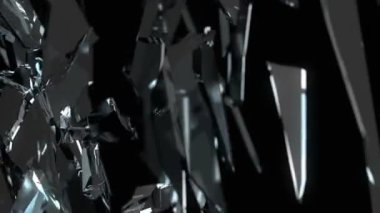 Ağır çekimde tahribe Shattered cam parçaları. Alfa mat