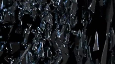 Ağır çekimde tahribe Shattered cam parçaları. Alfa mat