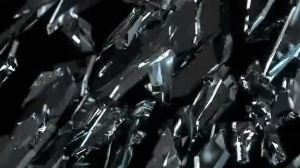 Шматочки Зруйнованого Розсипаного Скла Повільному Русі Альфа Матовий — стокове відео