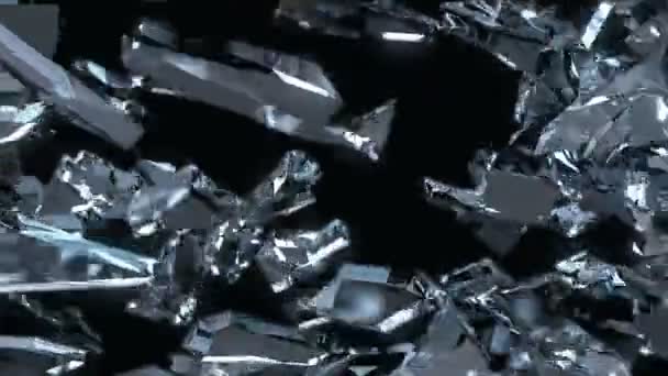 Pedaços Vidro Estilhaçado Destruído Câmara Lenta Alfa Fosco — Vídeo de Stock