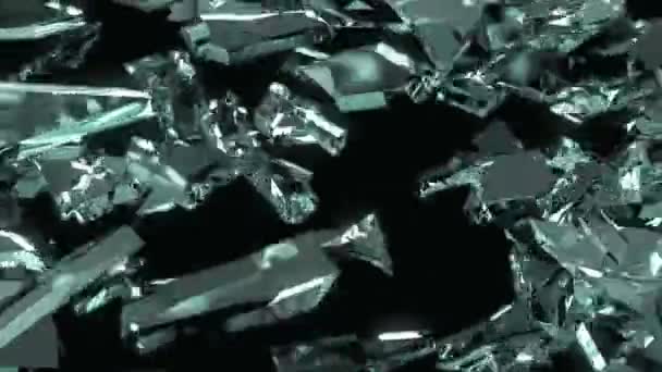 Pieces Destructed Shattered Glass Slow Motion Alpha Matte — Stock Video