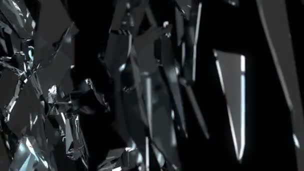 Шматочки Зруйнованого Розсипаного Скла Повільному Русі Альфа Матовий — стокове відео
