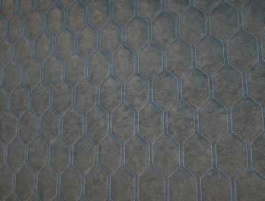 Deri mavi altıgen veya honecomb gri doku ile dikişli 