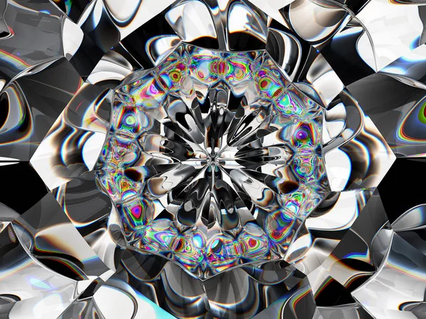 Gemstone or diamond Abstract texture closeup and kaleidoscope — Stock Photo, Image