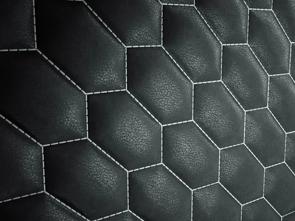 Kožená sešlá šestiúhelník nebo honecomb černá lesklá textura — Stock fotografie