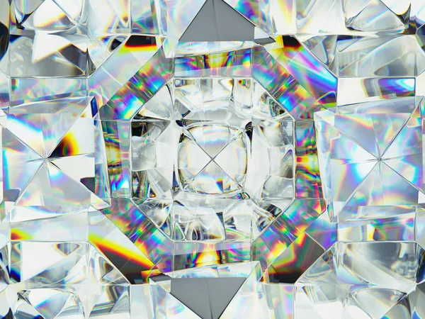 Diamantstruktur extreme Nahaufnahme und Kaleidoskop — Stockfoto