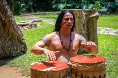 Taino indian performance near Indian Cave Cuba clipart
