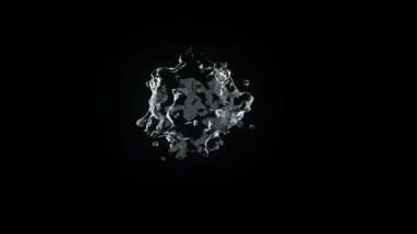 Su ya da sıvı siyah, 3D render, 3D animasyon üzerine yavaş çekimde sıçrar