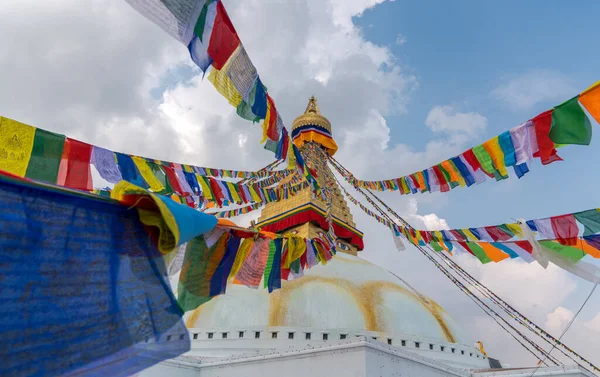 Boudhanath Stupa Modlitební Vlajky Káthmándú Nepálu Buddhistická Stúpa Boudhy Jednou — Stock fotografie