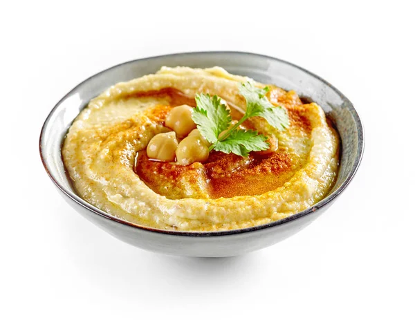 Ciotola Hummus Isolato Sfondo Bianco — Foto Stock