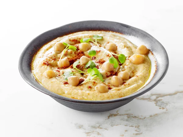 Hummus Konyhaasztal Tál — Stock Fotó