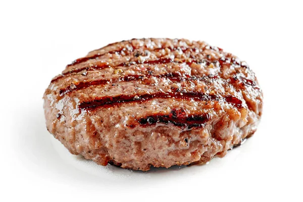 Frisch Gegrilltes Burger Fleisch Isoliert Auf Weißem Hintergrund — Stockfoto