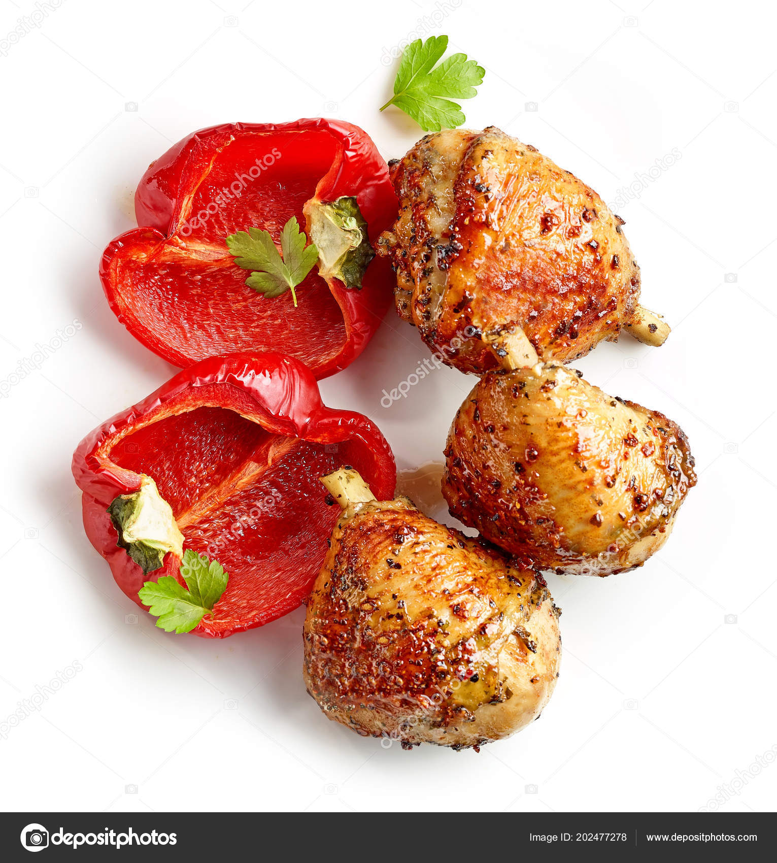 Roasted Spicy Chicken Legs Paprika Isolated White Background Stock Photo by ©zmaris 202477278
