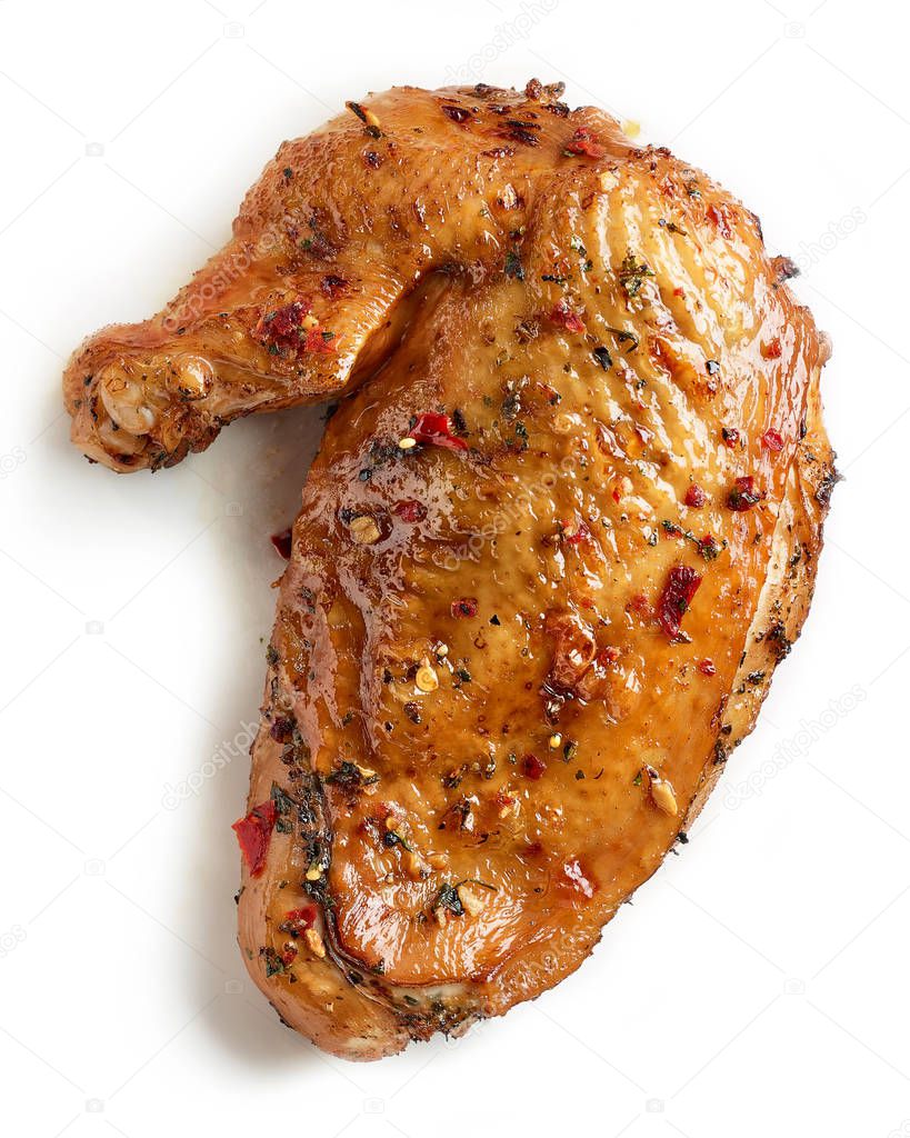 roasted chicken breast isolated on white background