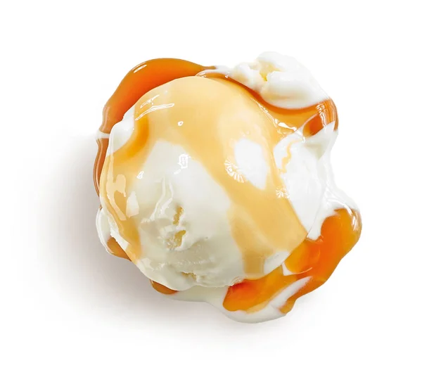 Karamel soslu vanilyalı dondurma — Stok fotoğraf