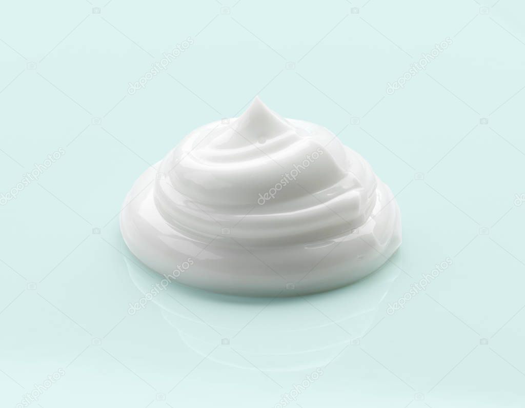 white cosmetic cream on light blue background