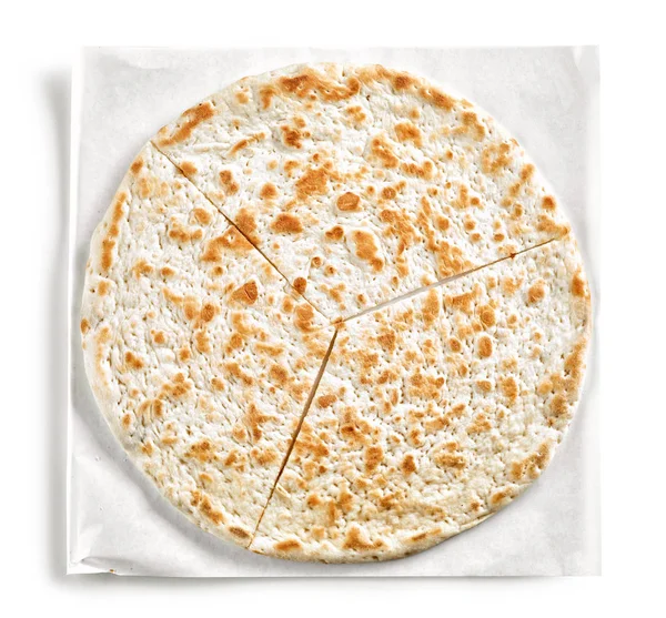 Beyaz Arka Plan Üzerinde Üstten Görünüm Izole Düz Ekmek — Stok fotoğraf