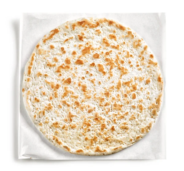 Plochý Chléb Izolovaných Bílém Pozadí Pohled Shora — Stock fotografie