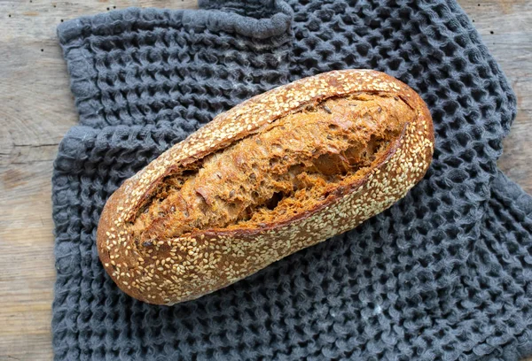 Čerstvě Upečený Chléb Pohled Shora — Stock fotografie