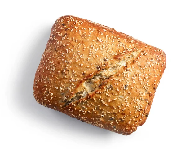 Čerstvě Upečený Chléb Izolovaný Bílém Pozadí Pohled Shora — Stock fotografie