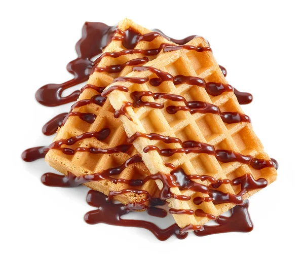 Waffles with chocolate sauce — Stock Photo, Image