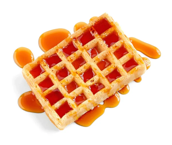 Waffle con salsa de caramelo —  Fotos de Stock